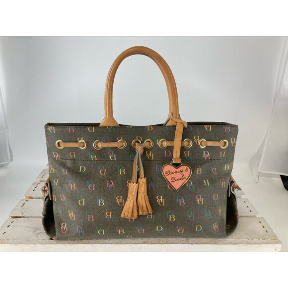 DOONEY & BOURKE SIGNATURE PRINT COATED CANVAS MEDIUM HANDBAG - Picture 1 of 16